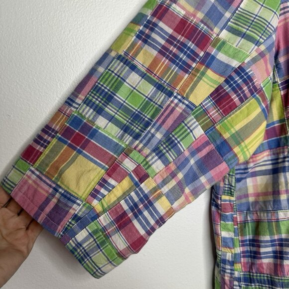 Lily Stanhope Madras Plaid Blazer Size 2X Cotton Pockets Preppy - Picture 4 of 10